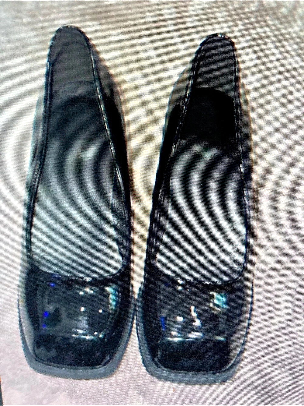 Black Patent Square-Toe Flats Like New